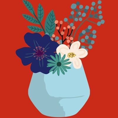 Vase carte postale avec fleurs Anke