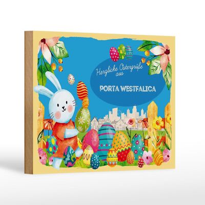 Wooden sign Easter Easter greetings 18x12 cm PORTA WESTFALICA decoration