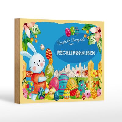 Targa in legno Pasqua Auguri di Pasqua 18x12 cm Decorazione regalo RECKLINGHAUSEN