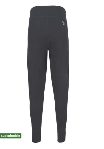 Tenue de yoga en coton bio & modal | Pantalon de yoga (gris foncé) & T-shirt (blanc, imprimé gras) 6