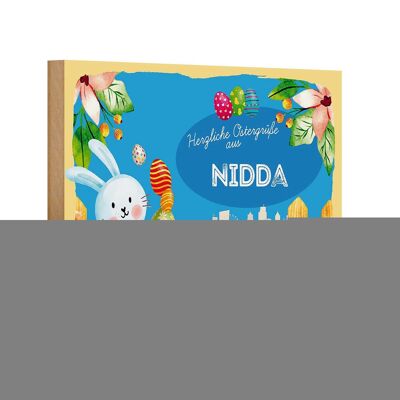 Cartel de madera Pascua Saludos de Pascua 18x12 cm NIDDA regalo FEST decoración
