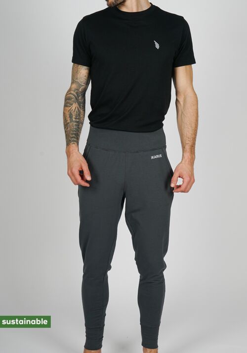 Yoga-Outfit aus Bio-Baumwolle & Modal | Yoga-Hose (dunkelgrau) & T-Shirt (schwarz, Basic)