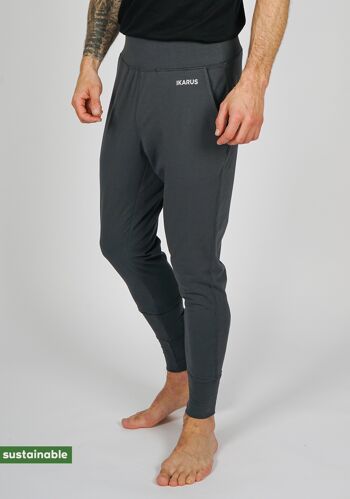 Tenue de yoga en coton bio & modal | Pantalon de yoga (gris foncé) & T-shirt (noir, basique) 2