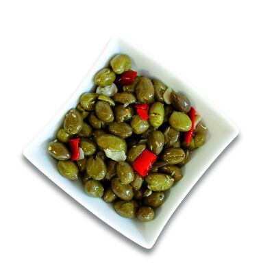 GREEN OLIVES
 pitted