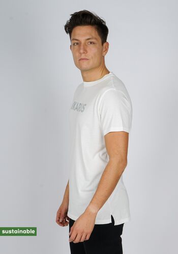 T-shirt de yoga en coton biologique et modal (blanc, imprimé gras) 4