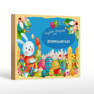 Cartel de madera Pascua Saludos de Pascua 18x12 cm SCHWALMSTADT decoración de regalo