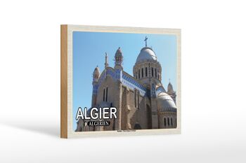 Panneau en bois voyage 18x12 cm Alger Algérie Basilique Notre-Dame 1