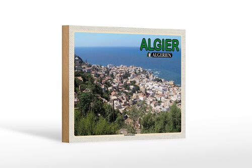 Holzschild Reise 18x12 cm Algier Algerien Stadtteil Bologhine