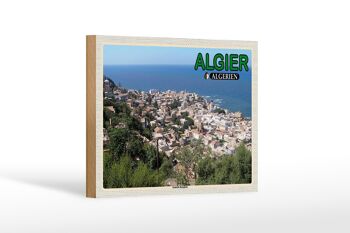 Panneau en bois voyage 18x12 cm Alger Algérie quartier Bologhine 1