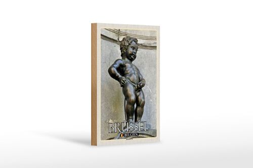 Holzschild Reise 12x18 cm Brüssel Belgien Manneken Pis Dekoration