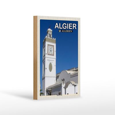 Cartel de madera viaje 12x18 cm Argel Argelia Mezquita El Jdid