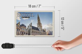 Panneau en bois voyage 18x12 cm Bruxelles Belgique mairie nuages 4