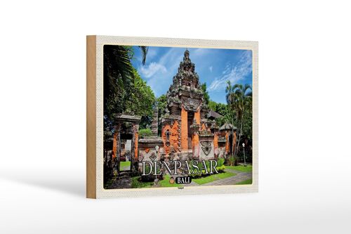 Holzschild Reise 18x12 cm Bali DENPASAR Tempel Geschenk Dekoration