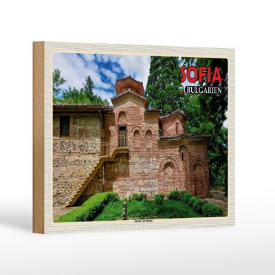 Cartello in legno da viaggio 18x12 cm Sofia Bulgaria Chiesa di Bojana