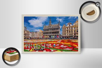 Panneau en bois voyage 18x12 cm Bruxelles Belgique décoration Grand Place 2