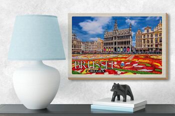 Panneau en bois voyage 18x12 cm Bruxelles Belgique décoration Grand Place 3