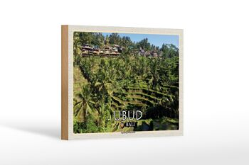 Panneau en bois voyage 18x12 cm Ubud Bali Rizières en terrasses Tegalalang 1