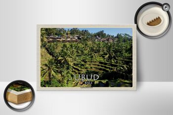 Panneau en bois voyage 18x12 cm Ubud Bali Rizières en terrasses Tegalalang 2