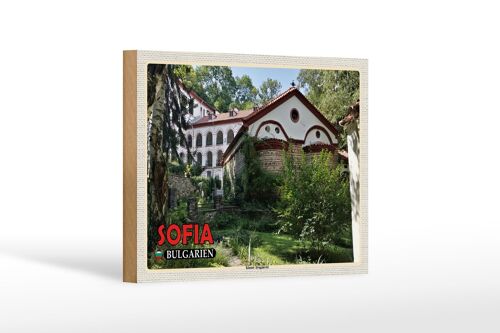 Holzschild Reise 18x12 cm Sofia Bulgarien Kloster Dragalevtsi