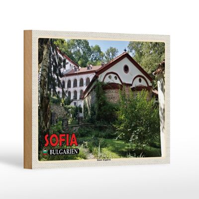 Cartello in legno da viaggio 18x12 cm Sofia Bulgaria Monastero Dragalevtsi