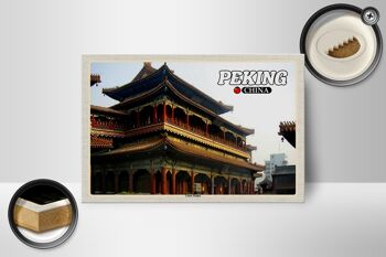 Panneau en bois voyage 18x12 cm Pékin Chine Temple des Lamas cadeau 2