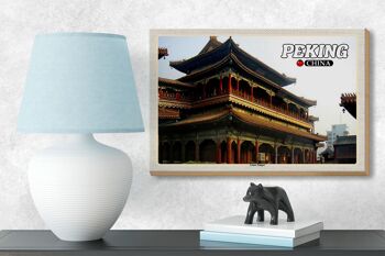Panneau en bois voyage 18x12 cm Pékin Chine Temple des Lamas cadeau 3