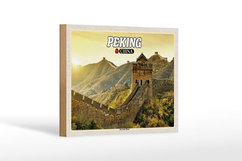 Holzschild Reise 18x12 cm Peking China Die Große Mauer Dekoration