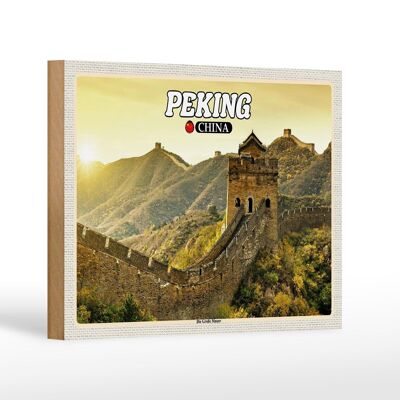 Holzschild Reise 18x12 cm Peking China Die Große Mauer Dekoration