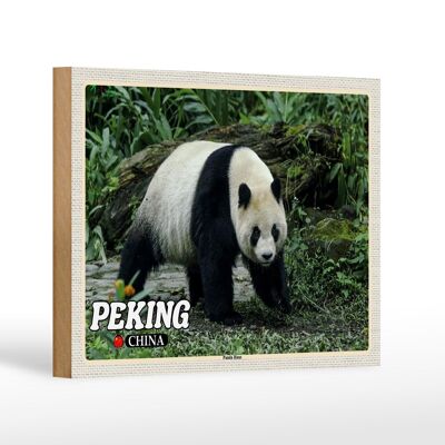 Holzschild Reise 18x12 cm Peking China Panda Haus Geschenk