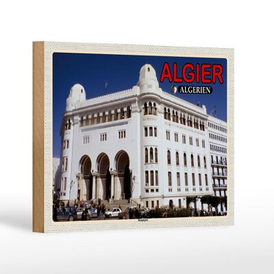 Holzschild Reise 18x12 cm Algier Algerien Hauptpost Geschenk