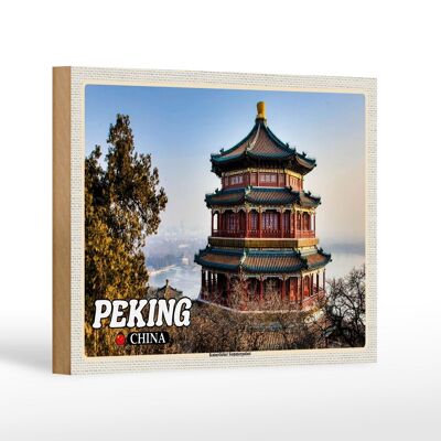 Holzschild Reise 18x12 cm Peking China Kaiserlicher Sommerpalast