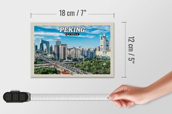 Panneau en bois voyage 18x12 cm, gratte-ciel de la ville de Pékin en Chine, horizon 4
