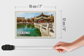 Panneau en bois voyage 18x12 cm Pékin Chine décoration murale parc Beihai 4