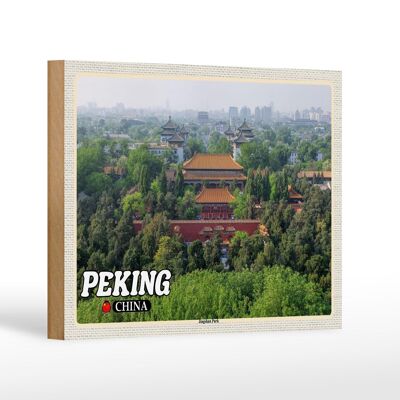 Holzschild Reise 18x12 cm Peking China Jingshan Park Dekoration
