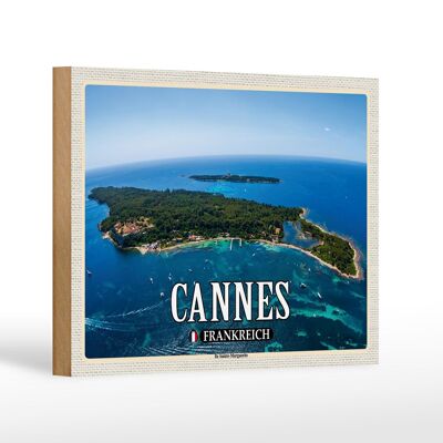 Panneau en bois voyage 18x12 cm Cannes France Ile Sainte-Marguerite