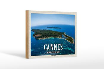 Panneau en bois voyage 18x12 cm Cannes France Ile Sainte-Marguerite 1