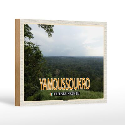 Cartel de madera viaje 18x12 cm Selva tropical de Yamoussoukro Costa de Marfil