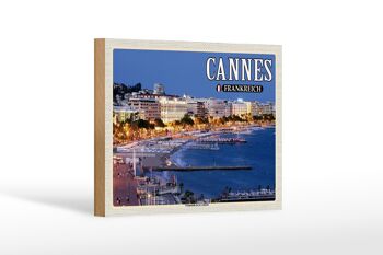 Panneau en bois voyage 18x12 cm Cannes France Promenade la Croisette 1