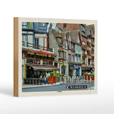 Cartel de madera viaje 18x12 cm Pizzería del centro de Deauville Francia