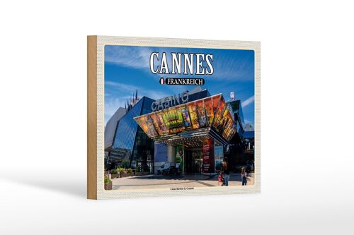 Holzschild Reise 18x12 cm Cannes Frankreich Casino Barrière Dekoration