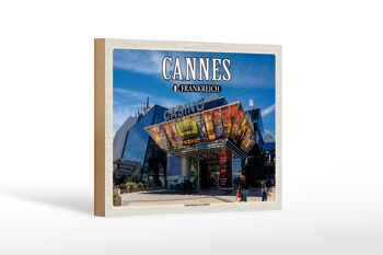 Panneau en bois voyage 18x12 cm Cannes France décoration Casino Barrière 1