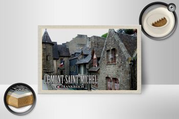 Panneau en bois voyage 18x12 cm Le Mont-Saint-Michel France vieille ville 2