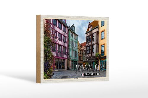 Holzschild Reise 18x12 cm Honfleur Frankreich Innenstadt Dekoration