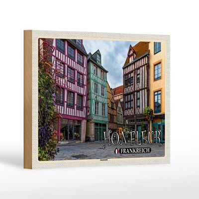 Holzschild Reise 18x12 cm Honfleur Frankreich Innenstadt Dekoration