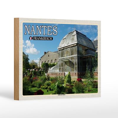 Cartel de madera viaje 18x12 cm Nantes Francia Decoración Jardin des Plantes