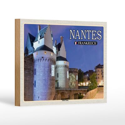 Cartel de madera viaje 18x12 cm Nantes Francia Castillo de Nantes
