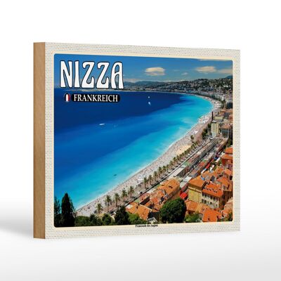 Cartello da viaggio in legno 18x12 cm Nizza Francia Promenade des Anglais