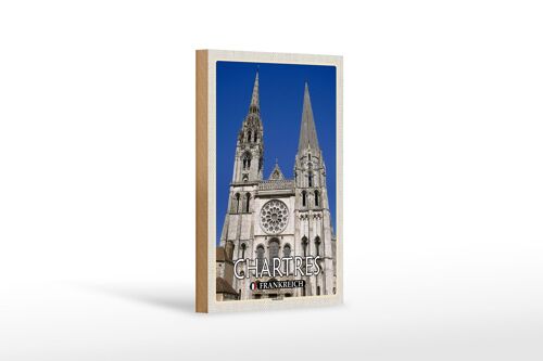 Holzschild Reise 12x18cm Chartres Frankreich Kathedrale Dekoration