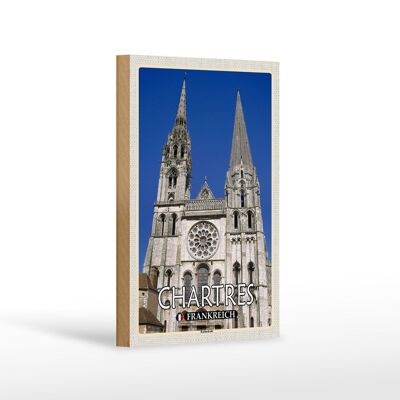 Targa in legno da viaggio 12x18 cm Decorazione cattedrale di Chartres Francia