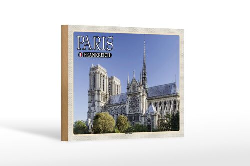 Holzschild Reise 18x12 cm Paris Frankreich Notre-Dame Kathedrale